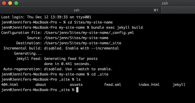 Jekyll root and production build files in the terminal