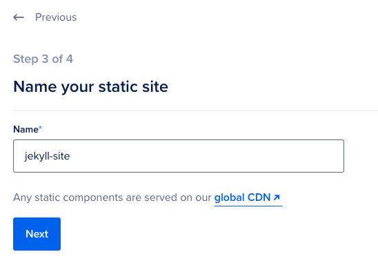 DigitalOcean App Platform app naming step